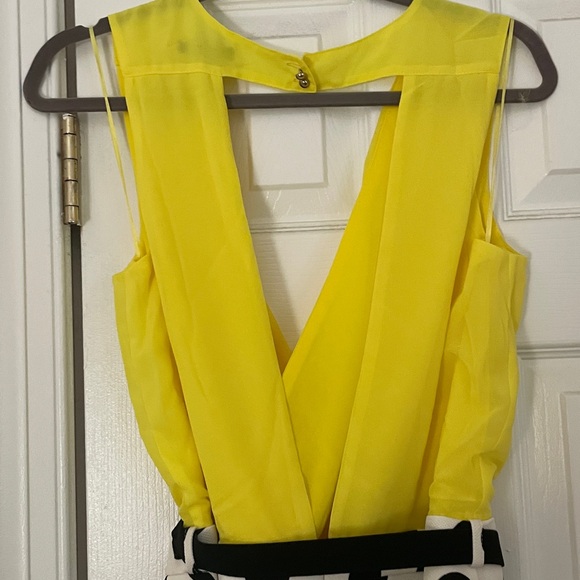 Stylish Yellow and Black Polka Dot Romper - Picture 9 of 13